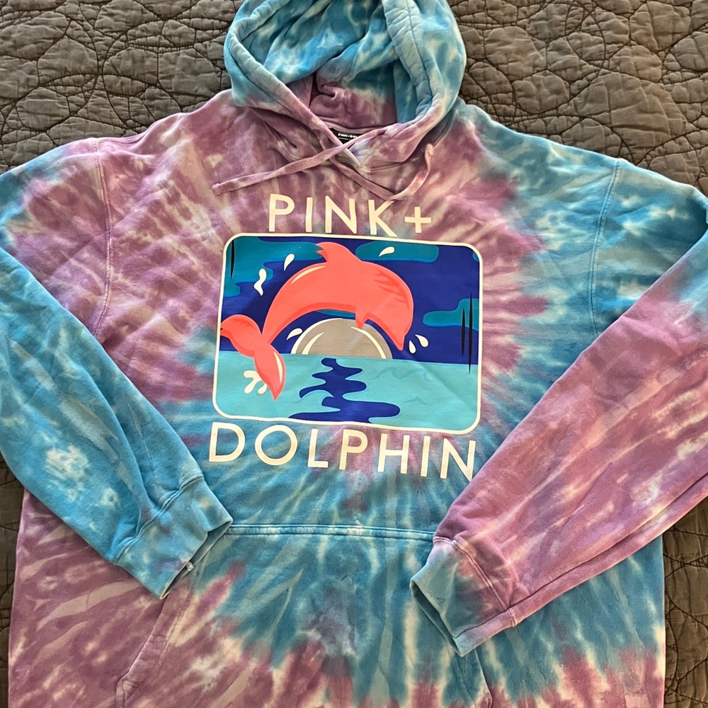 Pink Dolphin Tie-Dye Hoodie size L
